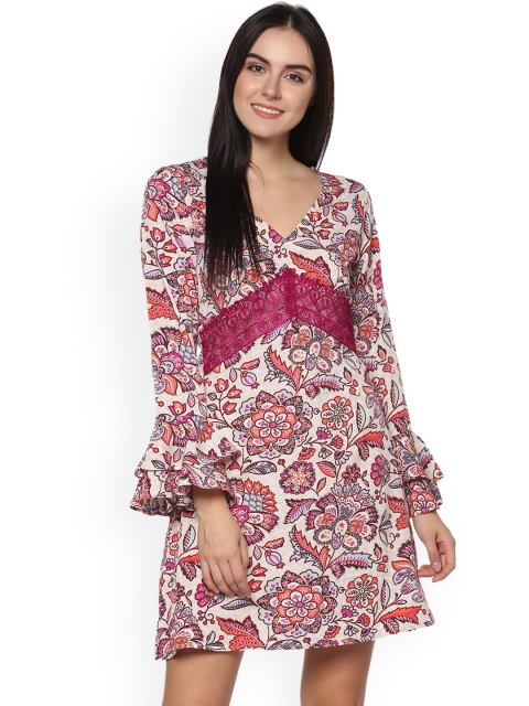 

Abiti Bella Women Off-White &Pink Printed A-Line Dress