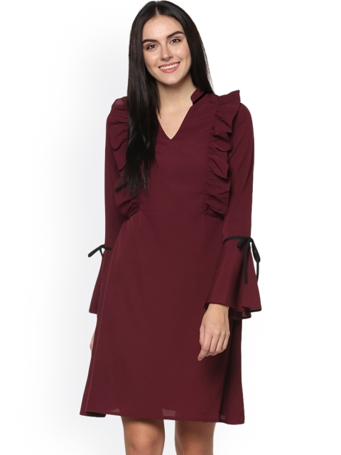 

Abiti Bella Women Maroon Solid A-Line Dress