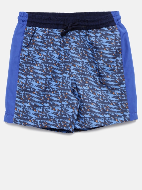 

YK Boys Blue Printed Regular Fit Sports Shorts