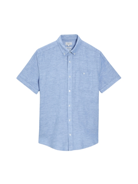 

next Men Blue Comfort Regular Fit Solid Casual Shirt