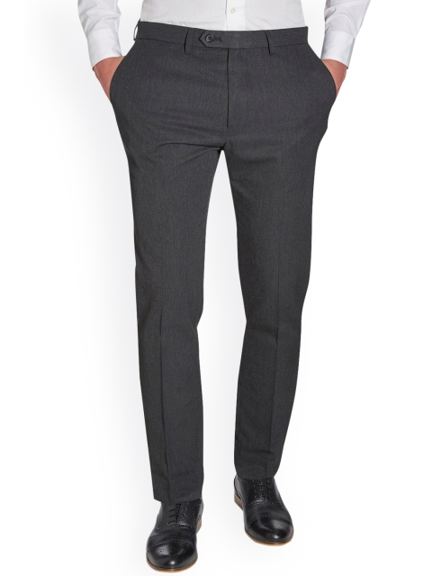 

next Men Charcoal Grey Skinny Fit Solid Regular Trousers