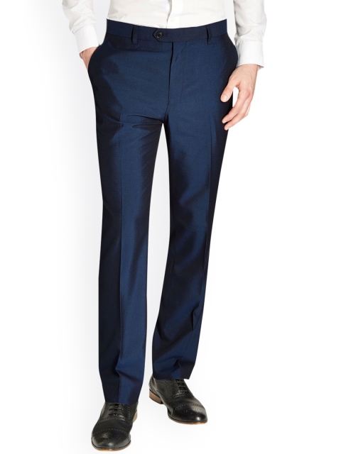 

next Men Navy Slim Fit Solid Regular Trousers, Navy blue