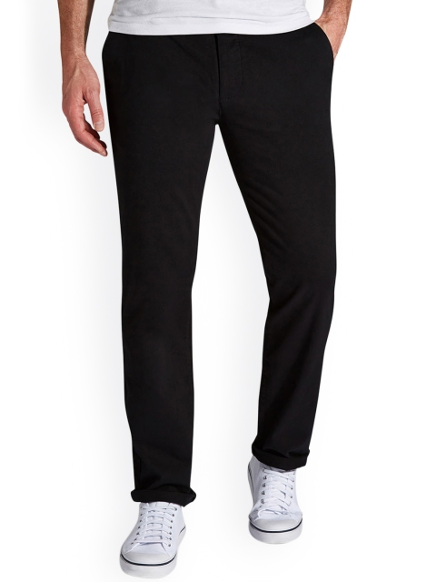 

next Men Black Skinny Fit Solid Chinos