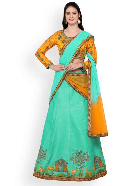 

Riya Blue Embroidered Semi-Stitched Lehenga Choli with Dupatta