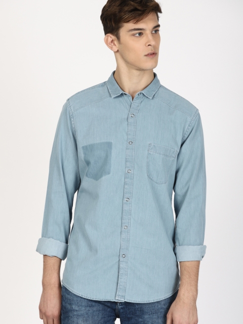 

ether Men Blue Regular Fit Solid Casual Shirt