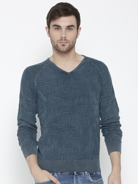

Ed Hardy Men Blue Self-Design Sweater