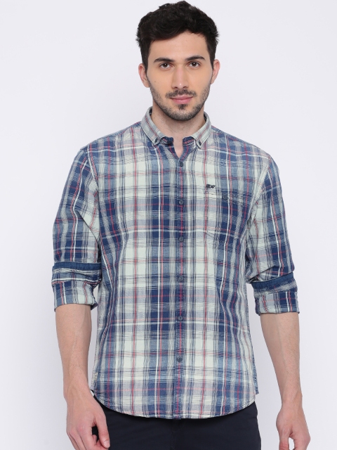 

Ed Hardy Men Blue & Off-White Checked Casual Shirt
