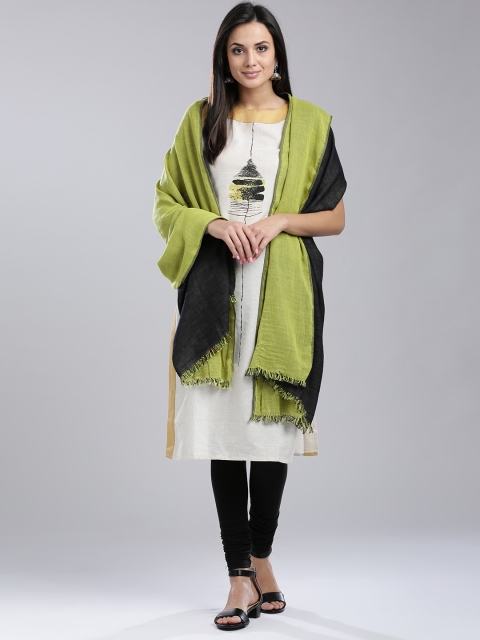 

W Lime Green & Black Reversible Stole