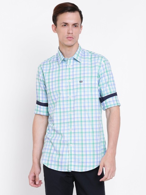 

Arrow Sport Men Green & White Slim Fit Checked Casual Shirt