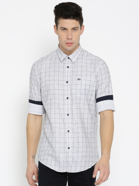 

Arrow Sport Men Grey & Navy Blue Slim Fit Checked Casual Shirt