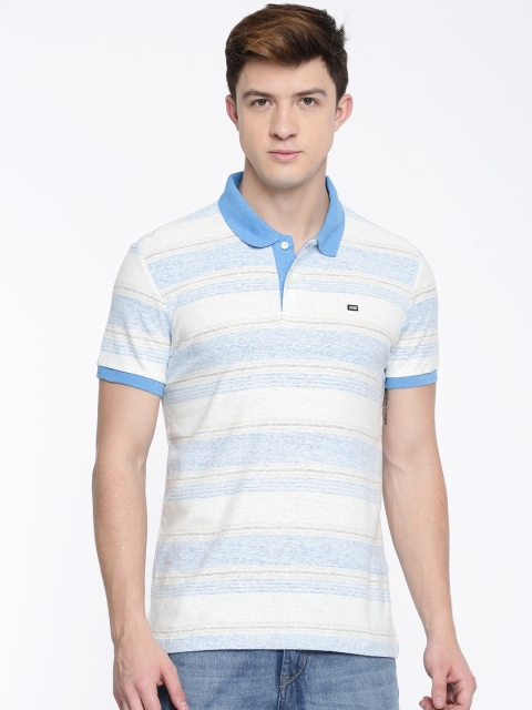 Arrow Sport Men Off-White Striped Polo Collar T-Sustainable Shirt