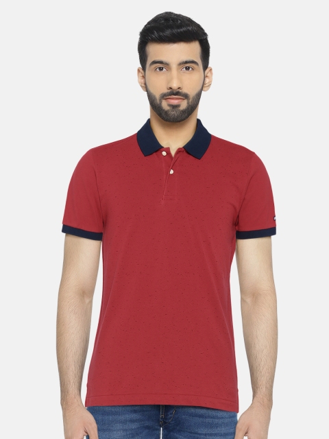 

Arrow Sport Men Red Self-Design Polo T-shirt