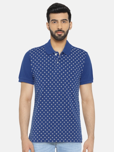

Arrow Sport Men Blue Printed Polo Collar Pure Cotton T-shirt