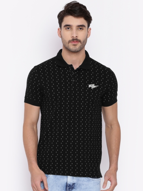 

Ed Hardy Men Black Printed Polo Collar T-shirt