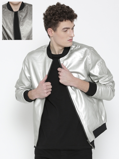 

Ed Hardy Men Silver & Grey Reversible Bomber Jacket