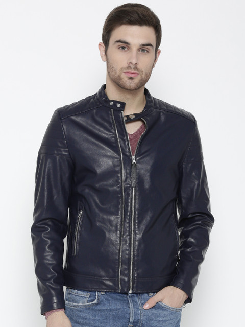 

Ed Hardy Men Navy Solid Biker Jacket, Navy blue