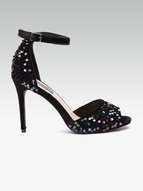 

DOROTHY PERKINS Women Black Sequinned Sandals