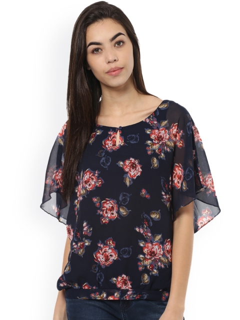 

Harpa Women Navy Blue Printed Top
