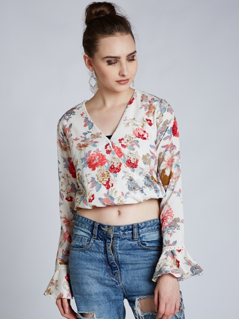 

Harpa Women Off-White Printed Wrap Top