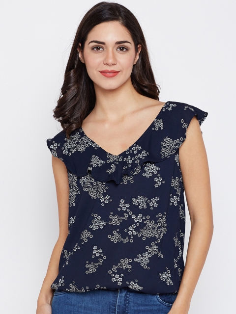 

Harpa Women Navy Blue Printed Top