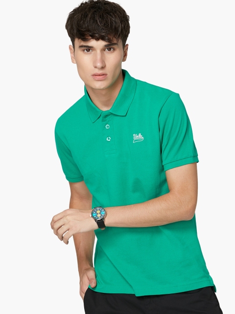 

UCLA Men Teal Green Solid Polo Collar T-shirt