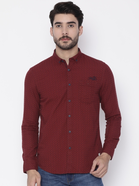 

Ed Hardy Men Maroon Regular Fit Self Design Casual Shirt
