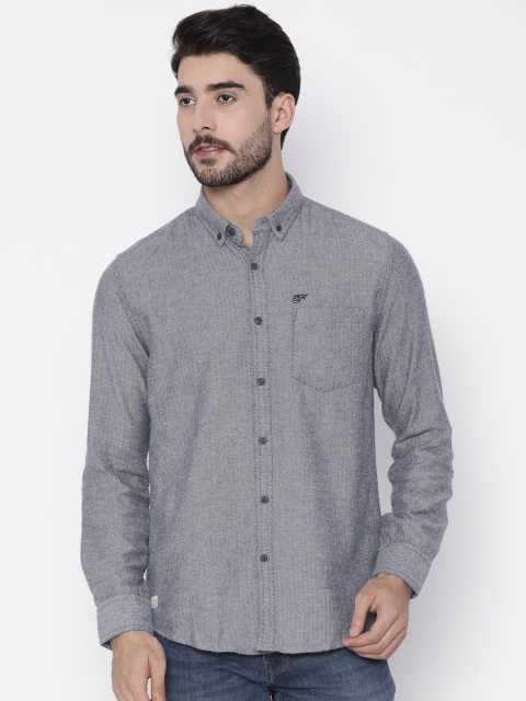 

Ed Hardy Men Grey Regular Fit Self Design Casual Shirt