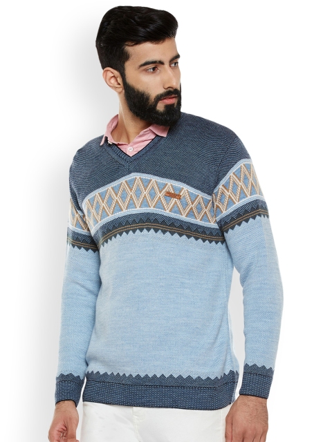 

Duke Men Blue Printed Sweater