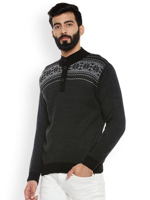 

Duke Men Charcoal Solid Sweater