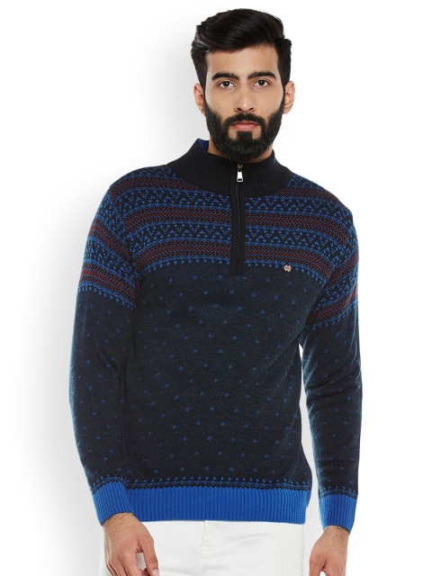 

Duke Men Blue Self-Design Sweater
