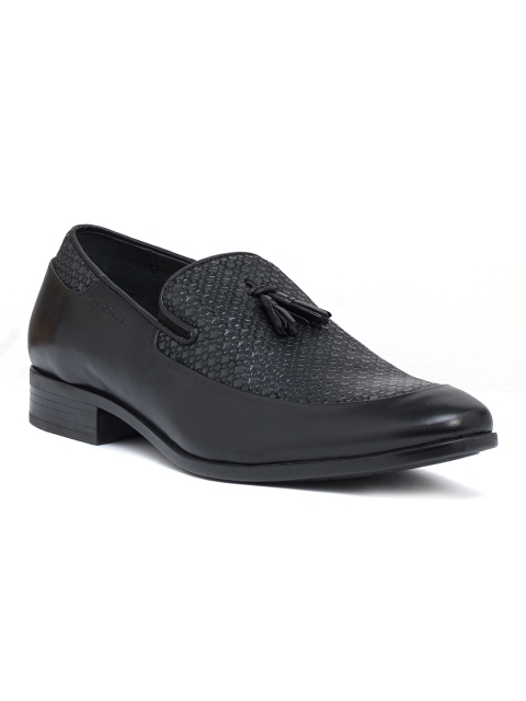 

Hush Puppies Men Black Textured Leather Tassel Loafers