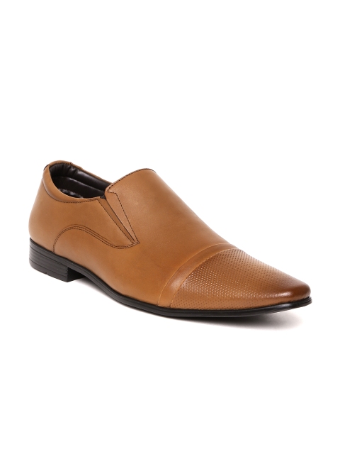 

Bata Men Tan Brown Leather Formal Slip-Ons