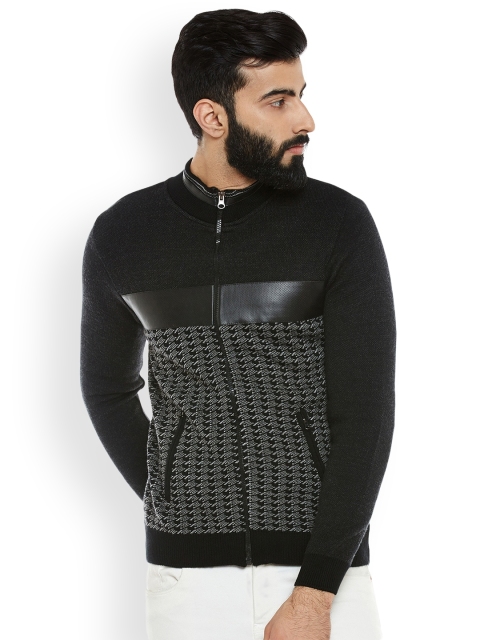 

Duke Men Black Self-Design Front-Open