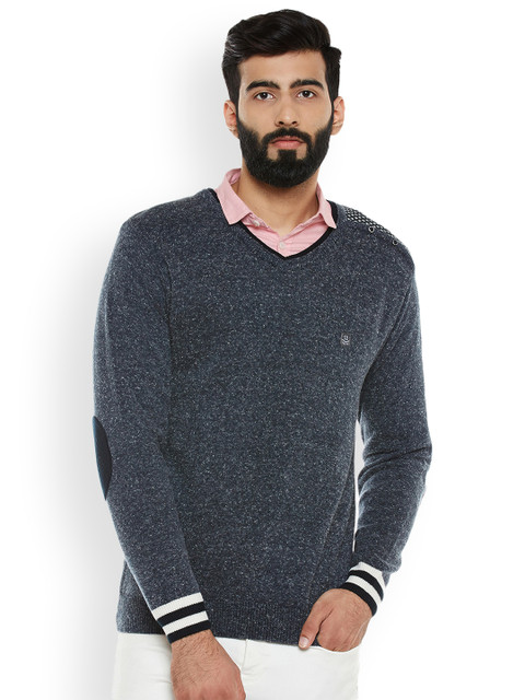 

Duke Men Blue Solid Sweater