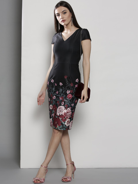 

DOROTHY PERKINS Women Black Printed Sheath Dress