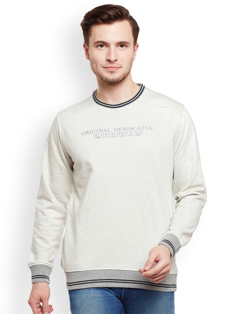 

Duke Men Cream-Coloured & Grey Printed Sweatshirt