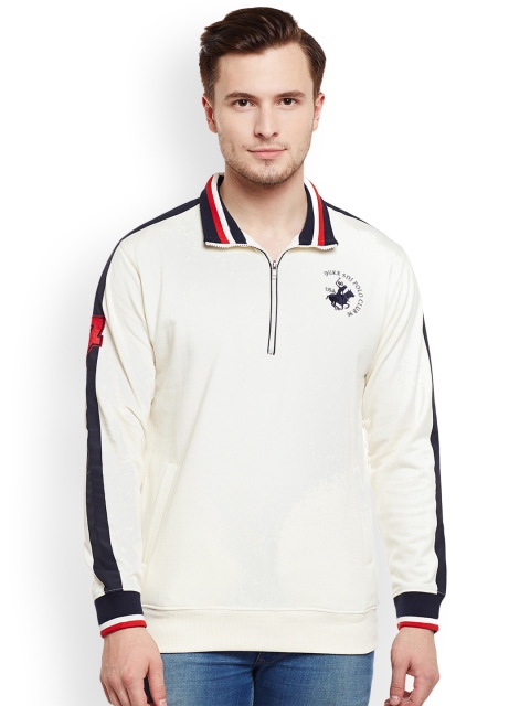 

Duke Men Cream-Coloured Solid Sweatshirt