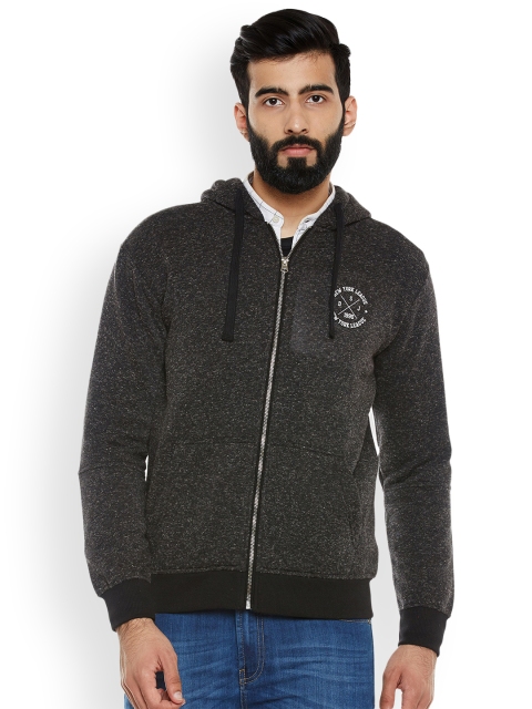 

Duke Men Charcoal Grey Solid Hooded Sweatshirt