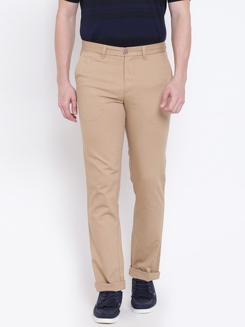 

Wills Lifestyle Men Beige Slim Fit Self Design Regular Trousers