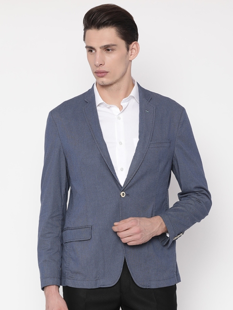 

Park Avenue Blue Single-Breasted Slim Fit Casual Blazer