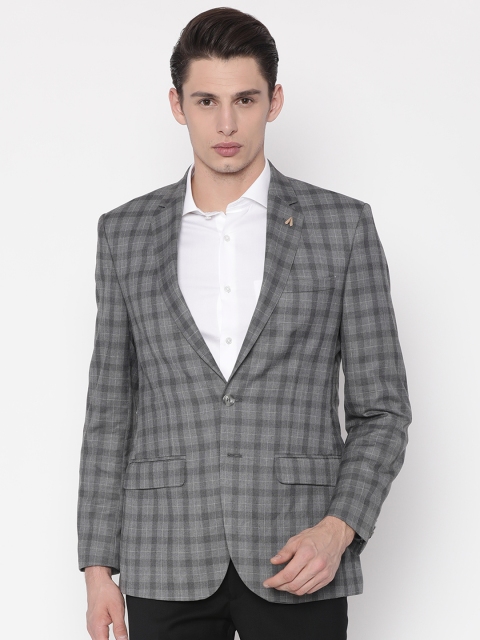 

Park Avenue Grey Checked Single-Breasted Travel Blazer