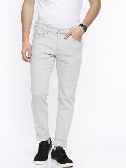

U.S. Polo Assn. Denim Co. Men Grey Brandon Slim Fit Low Distress Stretchable Jeans
