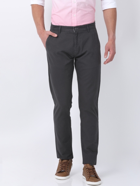 

Crocodile Men Grey Smart Slim Fit Solid Chinos