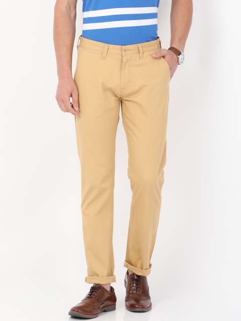 

Crocodile Men Beige Slim Fit Solid Chinos