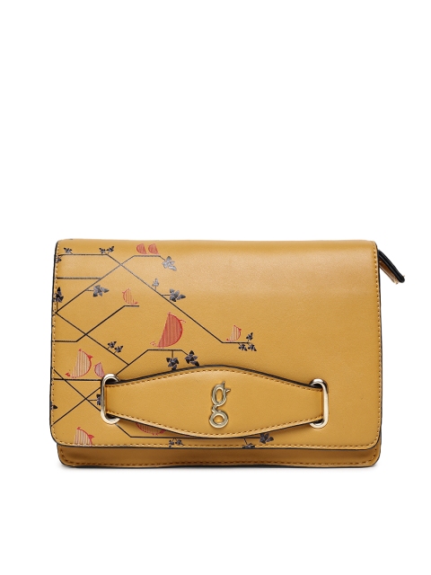

Global Desi Mustard Yellow Printed Sling Bag
