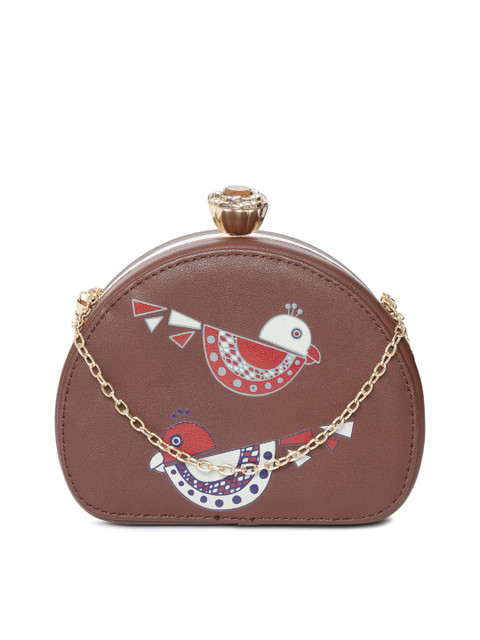

Global Desi Brown Printed Clutch