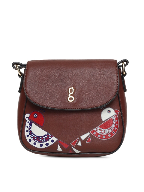 

Global Desi Brown Printed Sling Bag