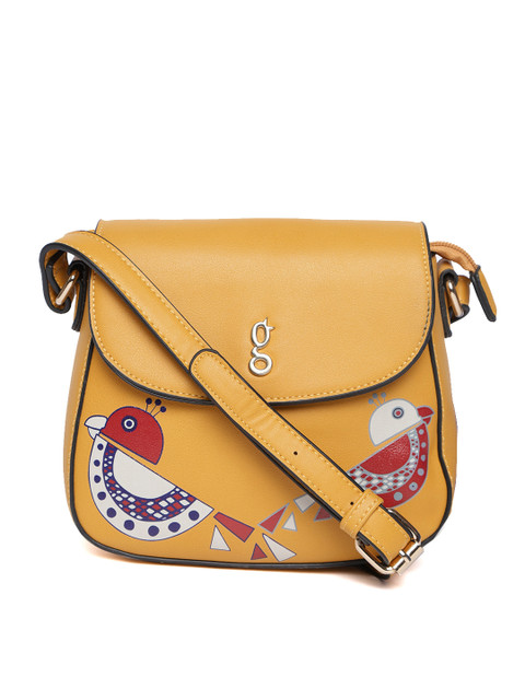 

Global Desi Yellow Printed Sling Bag