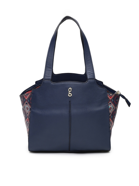 

Global Desi Navy Blue Solid Shoulder Bag