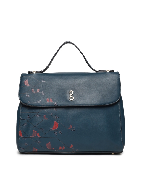 

Global Desi Teal Green Printed Satchel